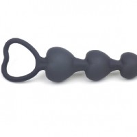 Anal Beads Heart Shape Silicone BLACK